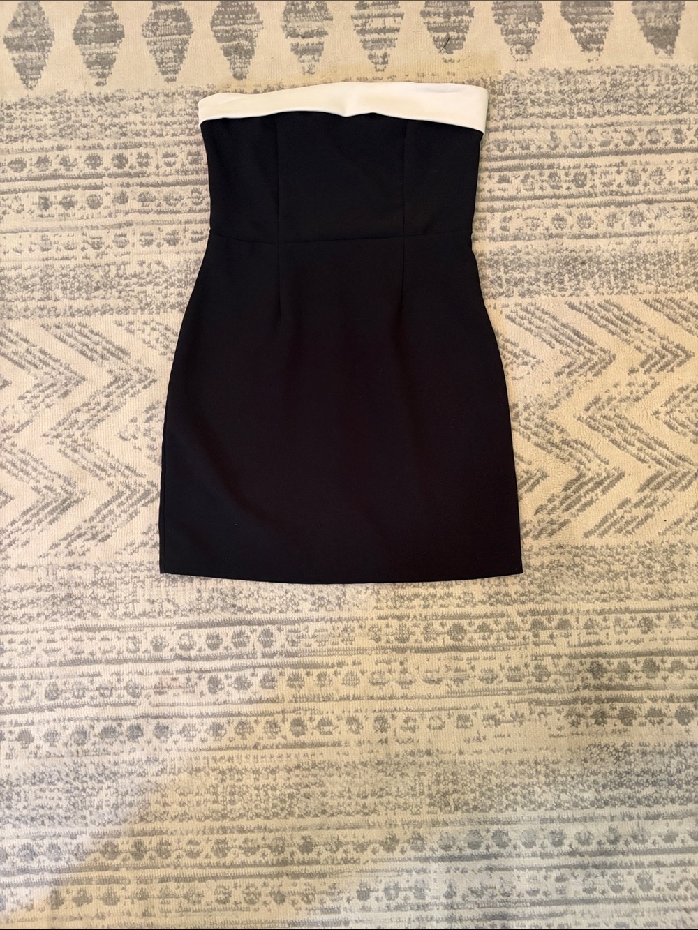 Edikted Strapless Black Dress with White Trim